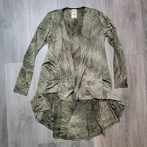 Vocal Tie Dye Rhinestone Embellished High Low Duster Cardigan Small